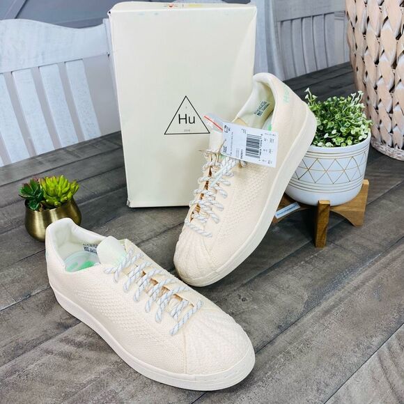 New Adidas Superstar Pharrell Primeknit Cream Men's Sneakers Size 8.5 - Picture 9 of 10